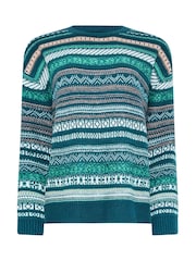 M&Co Teal Blue Fairisle Pattern Knit Jumper - Image 6 of 6