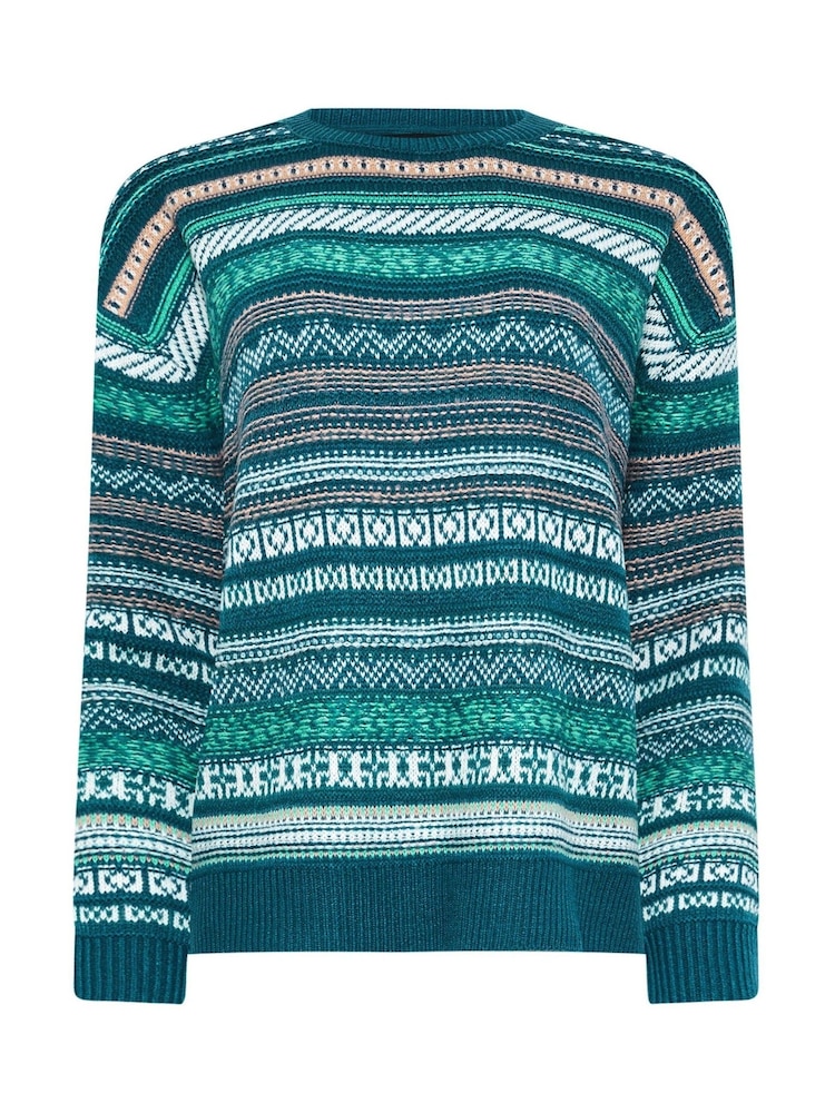 Verde azulado - Suéter de punto con estampado de grecas alpinas de M&Co - Imagen 6 de 6 Verde azulado - Suéter de punto con estampado de grecas alpinas de M&Co - Imagen 6 de 6