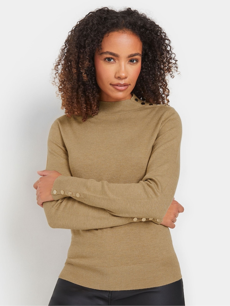 Natur - M&Co Button Detail Turtle Neck Jumper - Bild 1 von 5 Natur - M&Co Button Detail Turtle Neck Jumper - Bild 1 von 5