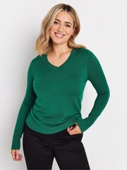 M&Co Blue Long Sleeve V-Neck Jumper - Image 1 of 5