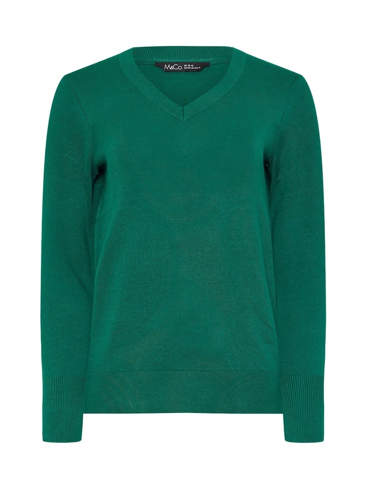 M&Co Blue Long Sleeve V-Neck Jumper - Image 5 of 5