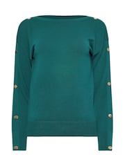 M&Co Blue Popper Detail Batwing Jumper - Image 5 of 5