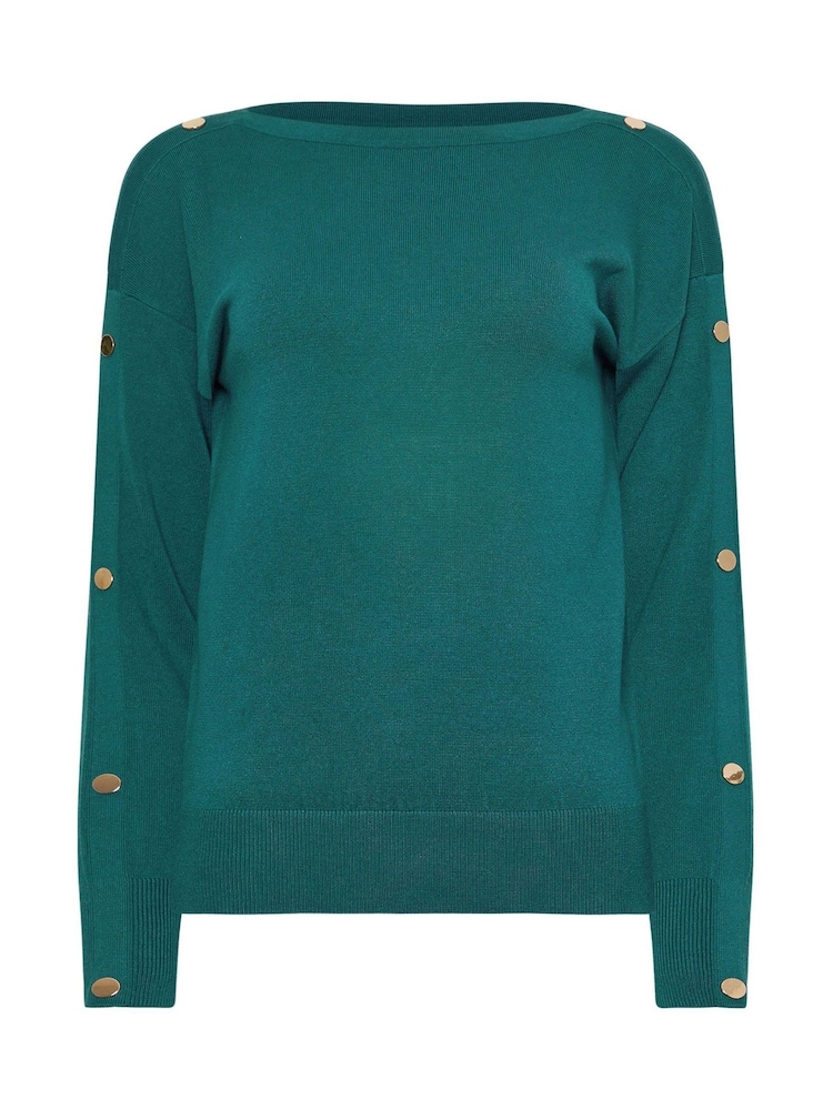 M&Co Blue Popper Detail Batwing Jumper - Image 5 of 5