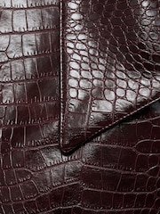 Mango Burgundy Crocodrile-Effect Cropped Jacket - Image 7 of 7