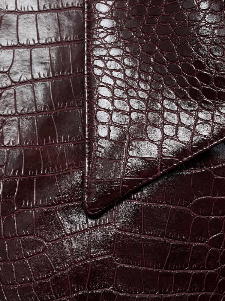 Mango Burgundy Crocodrile-Effect Cropped Jacket - Image 7 of 7