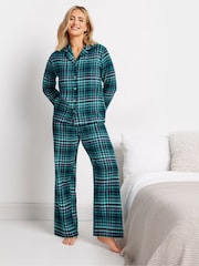 M&Co Blue Check 100% Cotton Pyjamas Set - Image 2 of 5