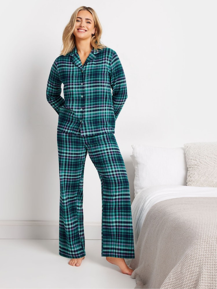 M&Co Blue Check 100% Cotton Pyjamas Set - Image 2 of 5