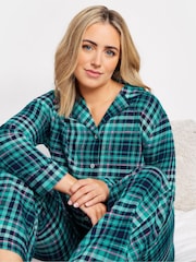 M&Co Blue Check 100% Cotton Pyjamas Set - Image 4 of 5