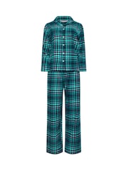 M&Co Blue Check 100% Cotton Pyjamas Set - Image 5 of 5