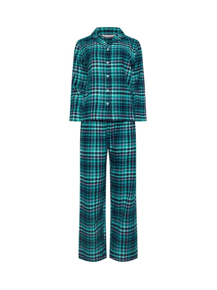 M&Co Blue Check 100% Cotton Pyjamas Set - Image 5 of 5