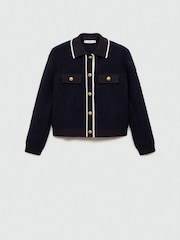 Mango Blue Tweed jacket with buttons - Image 5 of 6