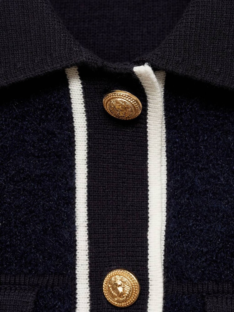 Mango Blue Tweed jacket with buttons - Image 6 of 6 Mango Blue Tweed jacket with buttons - Image 6 of 6