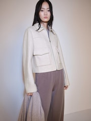 Mango Brown Wool-Blend Jacket With Pockets - Image 2 of 6