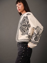 Mango Cream Western Embroided Jacket - Image 1 of 6