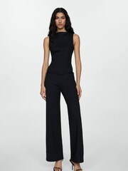 Mango Black Belted Straight Leg Jumpsuit - Image 1 of 6