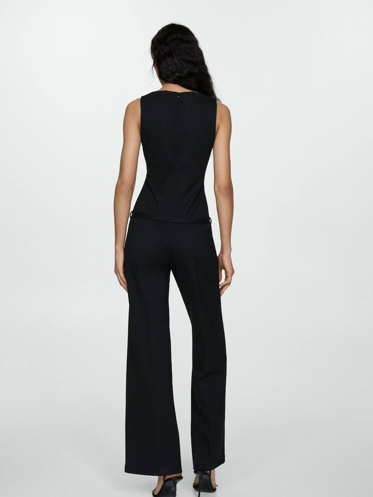 Mango Black Belted Straight Leg Jumpsuit - Image 2 of 6