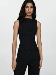 Mango Black Belted Straight Leg Jumpsuit - Image 3 of 6