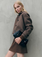 Mango Brown Check Wool Jacket - Image 1 of 8