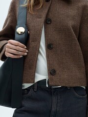 Mango Brown Check Wool Jacket - Image 6 of 8