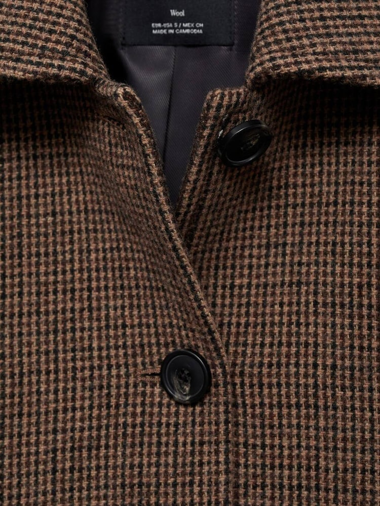 Mango Brown Check Wool Jacket - Image 8 of 8