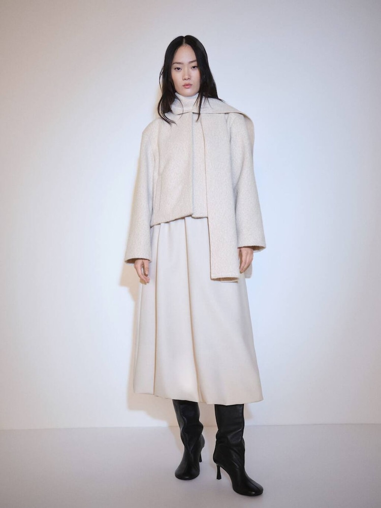 Mango Brown Jacket With Scarf And Pockets - Image 2 of 6