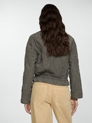 Mango Grey Quilted Zip Up Bomber Jacket - Image 2 of 7