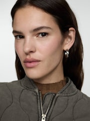 Mango Grey Quilted Zip Up Bomber Jacket - Image 4 of 7