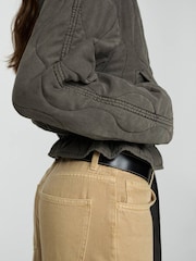Mango Grey Quilted Zip Up Bomber Jacket - Image 5 of 7