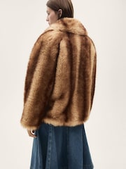 Mango Brown Faux Fur Coat - Image 3 of 6
