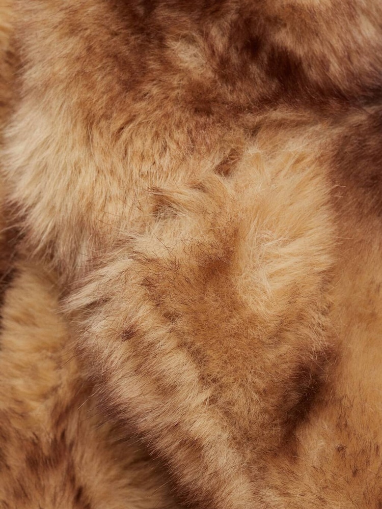 Mango Brown Faux Fur Coat - Image 6 of 6