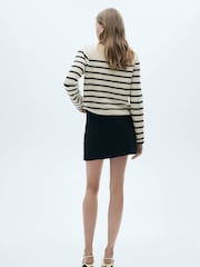 Mango Cream Striped Knitted Zip Up Jacket - Image 2 of 5