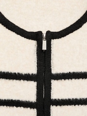 Mango Cream Striped Knitted Zip Up Jacket - Image 5 of 5