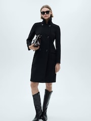 Mango Black Mid Length Tailored Coat - Image 1 of 7