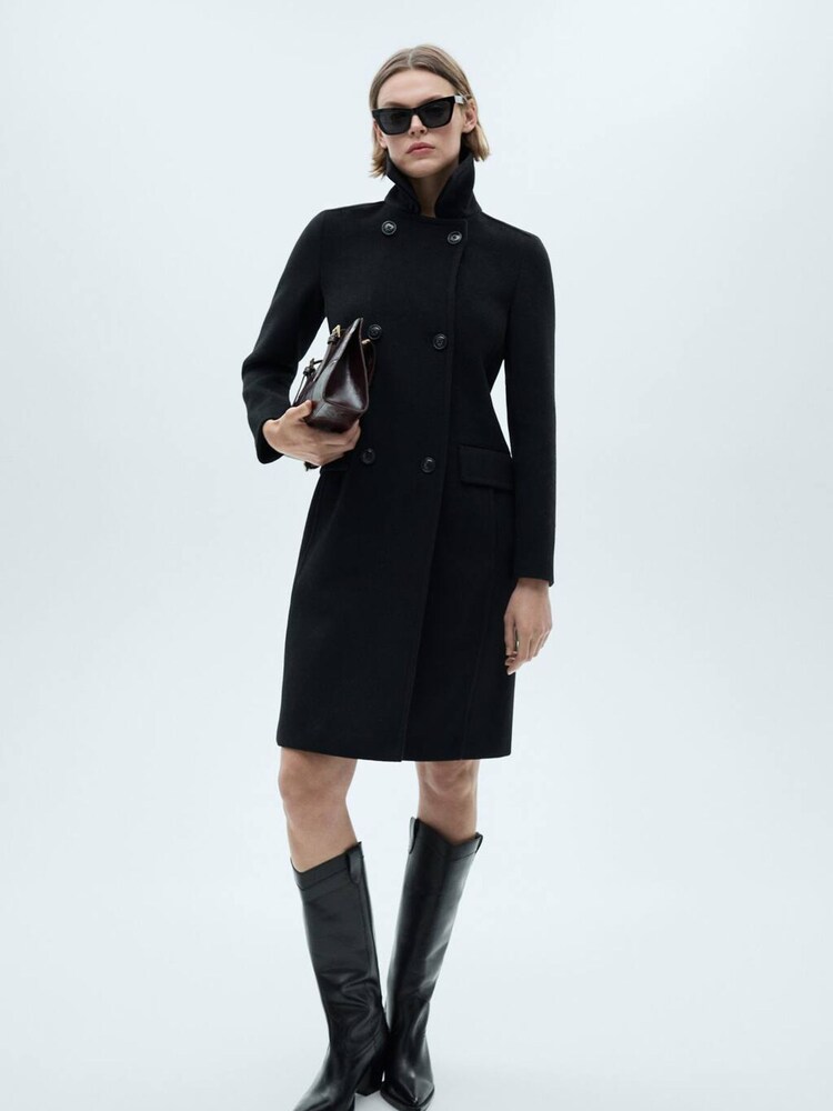Mango Black Mid Length Tailored Coat - Image 1 of 7 Mango Black Mid Length Tailored Coat - Image 1 of 7