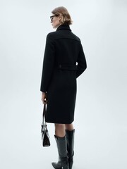 Mango Black Mid Length Tailored Coat - Image 2 of 7