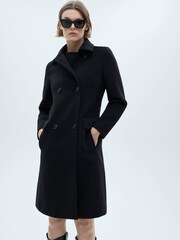Mango Black Mid Length Tailored Coat - Image 3 of 7