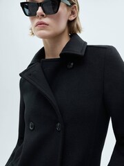 Mango Black Mid Length Tailored Coat - Image 4 of 7