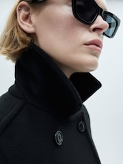 Mango Black Mid Length Tailored Coat - Image 5 of 7