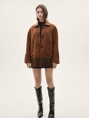 Mango Brown Fringed Wool-Blend Jacket - Image 2 of 6