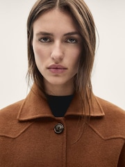 Mango Brown Fringed Wool-Blend Jacket - Image 3 of 6