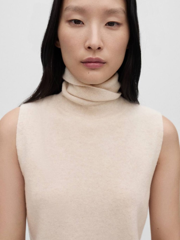 Mango Brown 100% Wool Turtleneck Top - Image 1 of 6