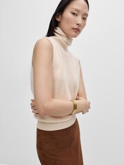 Mango Brown 100% Wool Turtleneck Top - Image 4 of 6
