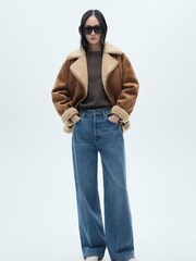 Mango Brown Faux Shearling-Lined Jacket - Image 2 of 7