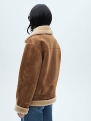 Mango Brown Faux Shearling-Lined Jacket - Image 3 of 7
