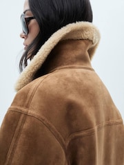 Mango Brown Faux Shearling-Lined Jacket - Image 5 of 7