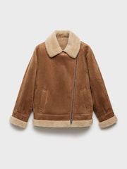 Mango Brown Faux Shearling-Lined Jacket - Image 6 of 7