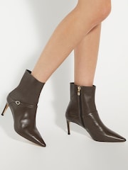 Dune London Brown Olene Pointed Buckle Ankle Boots - Image 1 of 6