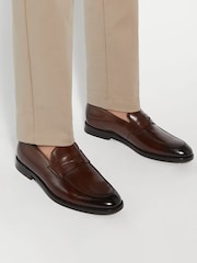 Dune London Brown Surrey Suede Penny Loafers - Image 1 of 7