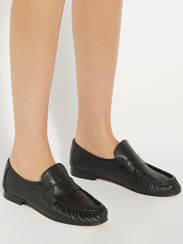 Dune London Black Gemi Soft Slim Sole Loafers - Image 1 of 6