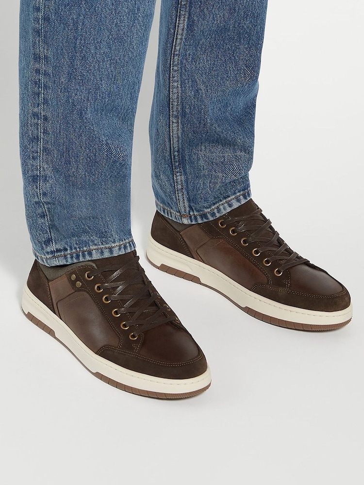 Dune London Brown Teffla Trainers - Image 1 of 6